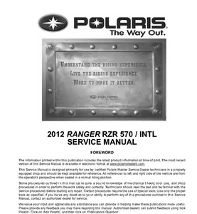 Polaris 2012 RANGER RZR 570 / INTL Service Manual repair Workshop Maintenance - Picture 1 of 5