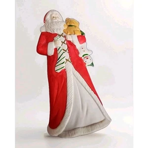 De colección | Estatuilla de cerámica de Papá Noel sosteniendo un oso | Difícil de encontrar ¡Excelente estado! - Imagen 1 de 8