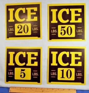 Eismann Schilder 4er Set + altes Eis Gutscheinbuch ~ Eisblöcke ~ Holz Kühlschrank Werbung - Bild 1 von 4