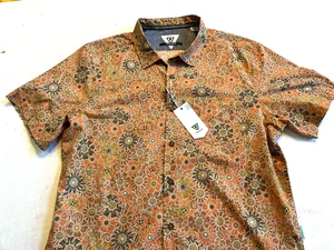Camicia VISSLA manica corta con bottoni terracotta stampa eco uomo M nuova con etichetta - Foto 1 di 9