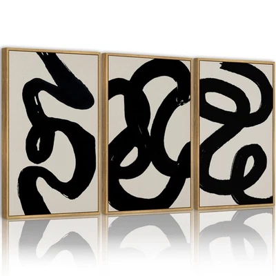 Nuevo Mejor Arte de Pared Abstracto Negro PHOPAGO Tinta Lavado Líneas Minimalistas Lienzo Enmarcado Foto 1 de 4