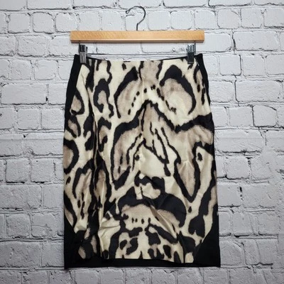 Falda Diane Von Furstenberg Mae Mikado Estampado Leopardo Lana Mezcla Seda Talla 2 Foto 1 de 4