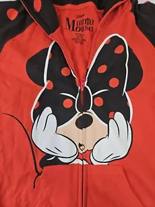 Disney Minnie Mouse Hoodie Ears Bow Red XS/S Unisex Adult New Zip Tag Sweatshirt - Picture 1 of 21