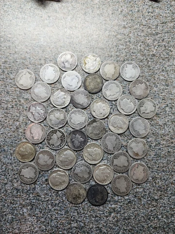 Silver Dimes.  Varied.  1898 Through 1964 Cover