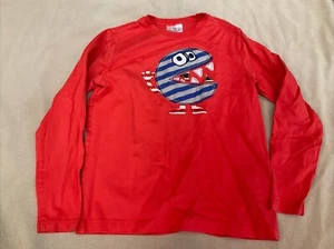 Hanna Andersson Shirt 140 Boys Striped Pac-Man Monster - Picture 1 of 4