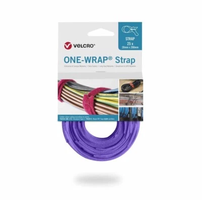 ONE-WRAP® VELCRO® Brand Cable Ties: 20mm X 200mm, 25 Units in Purple VEL-OW6450 - Image 1 of 4