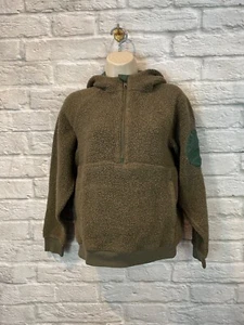 Chaqueta con capucha verde pequeña para mujer Outdoor Voices MegaFleece mezcla de lana media cremallera - Imagen 1 de 9