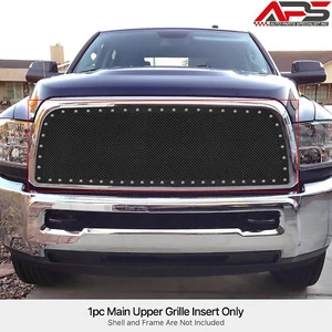 Fits 2013-2018 Ram 2500/ 3500 Stainless Steel Black Mesh Rivet Grille Insert - Picture 1 of 4