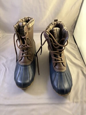 Sporto Women Sz 7 Duck Boot Waterproof navy & brown Faux Fur Lining - Image 1 of 4