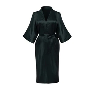 Womens Bride Long Kimono Robe Satin Night Dressing Gown Nightwear Plus Size 8-24 - Picture 1 of 26