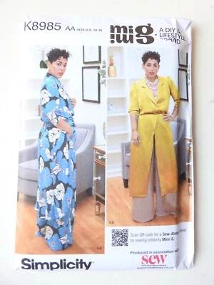 Simplicity K8985 sewing pattern Duster or Dress & Trousers sz US 10 to 18 UNCUT - Image 1 of 2