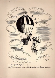 PEYNET. Tirage en N&B. Les amoureux; vous partez déjà ?. 24 x 33 cm.  1943 - Picture 1 of 1