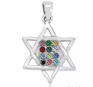 Estrella de David 12 Tribus de Israel Colgante Plata Esterlina 925 Cabalá Joyería - Imagen 1 de 1