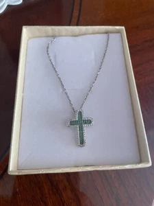 Collana argento unisex con zirconi smeraldo - Foto 1 di 3