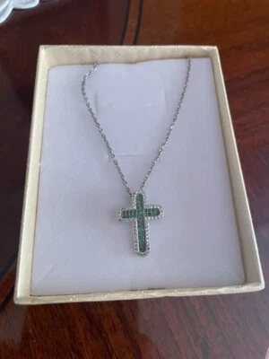 Collana argento unisex con zirconi smeraldo - Immagine 1 di 3