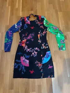 Runway Versace for HM Multicolor Fan Printed Silk Dress Size 40 US 10 - Picture 1 of 11