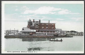 Postal de colección Bradley Beach NJ Hotel Lakensea SIN USAR alrededor de 1915 - Imagen 1 de 2