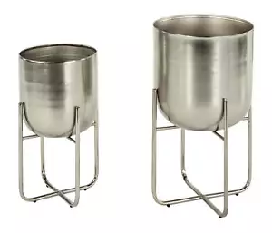 Metal Planter 2 Count with Removable Stand 16"& 13"H Indoor Outdoor Decor Pot - Picture 1 of 6