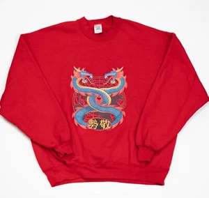 Vintage Crazy Shirts Hawaii Dragon Kanji Sweatshirt Men Size XL Red - Picture 1 of 8