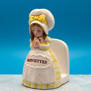 Vintage 60s Giftcraft Ceramic Girl Serviette Napkin Holder Made in Japan - Picture 1 of 9