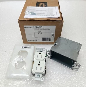 Hubbell NSOKPTR Power Kit 15 Amp Duplex TR Receptacle Box Tamper-Resistant - Picture 1 of 3