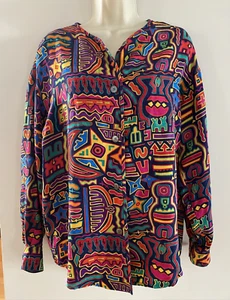 Anne Klein II Size S/M Womens Top Vintage 90's Artsy Button Up Silk Blouse - Picture 1 of 13