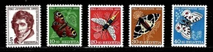 SWITZERLAND, SCOTT # B247-B251, SET OF 5 MNH 1955 SEMI-POSTAL INSECTS, ROCHEMONT - Picture 1 of 1