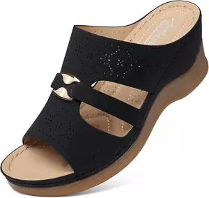 Wedge Sandals for Women Hollow Out Slip on Platform Wedge Sandals Summer Casual - Picture 1 of 6