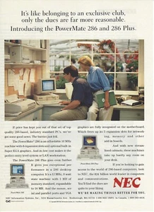 Computadora NEC PowerMate 286 1989 PC anuncio impreso vintage anuncio de los 80 - Imagen 1 de 1