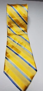 ARROW U.S.A 1851 MEN'S YELLOW GOLD BLUE 100% SILK TIE 62" LG EUC - Picture 1 of 7