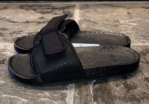 NUOVA ADIDAS PHARRELL WILLIAMS CHANCLETAS HU SLIDES NERO TAGLIA 9 FX8056 senza scatola