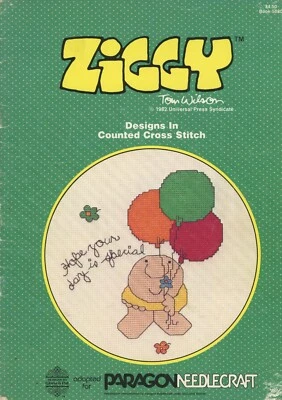 Vintage Paragon Ziggy 21 Designs Tom Wilson 1982 Counted Cross Stitch Pattern - Image 1 of 4
