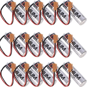 15X Toshiba ER17500V 3.6V PLC Battery, Digital Control  Battery With Brown Plug - Picture 1 of 5