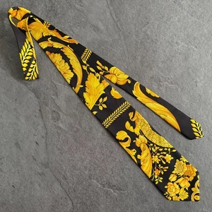 GIANNI VERSACE COUTURE silk tie Baroque print black and gold from F/W 1992/93 - Picture 1 of 12