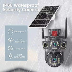 Dual Camera WIFI Solar Camera Wireless Security Outdoor Battery PTZ CCTV Home - Picture 1 of 18