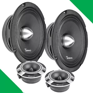 2X TIMPANO 6.5" MIDRANGE BULLET SLIM SPEAKERS 2X SUPER TWEETERS 1600 WATT BUNDLE - Picture 1 of 8