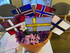 Scandanavian Flag-Stained Glass plant sticks-pick one