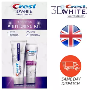 Crest 3D White Brilliance Perfection-Sbiancante 2Step Raro Kit Dentifricio 2x75ml - Foto 1 di 8