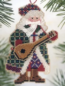 Mandolin Santa Bead Cross Stitch Kit Mill Hill 2002 Musical Santas - Picture 1 of 3