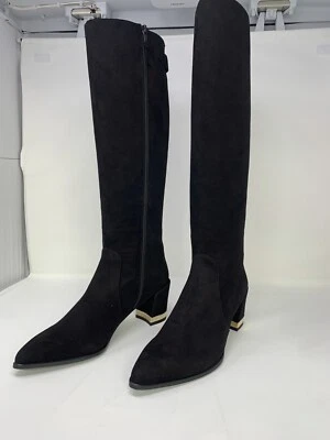 Botas de montar Stuart Weitzman a presión para mujer 10 negras de gamuza hasta la rodilla con cremallera lateral Foto 1 de 4