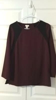 Blusa para mujer J Crew borgoña y negra talla 2 manga larga Foto 1 de 4