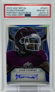 Evan Stewart Rookie Auto PSA 10/10 -  2023 Leaf Metal Portrait Blue /6 -Ducks - Picture 1 of 8