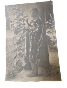Julian Martinez"Pocano" Self Photo Signed Full Body Native Dress Smoking 12x8" - Picture 1 of 7