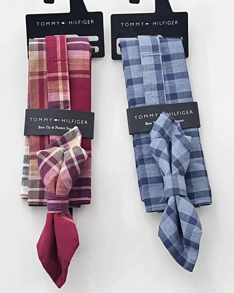 Мужской галстук-бабочка TOMMY HILFIGER + квадратный набор с подходящим карманом, лот из 2 наборов, новый без ценников - Изображение 1 из 4