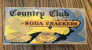 vintage anni 20? Country Club Soda Crackers Box Kroger Grocery Cincinnati 10x4,5" - Foto 1 di 7