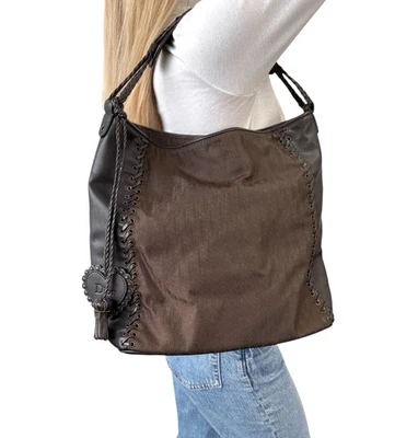 Christian Dior Vintage 2007 Logo Trotter Monogram Tote Bag Heart Brown Leather - Image 1 of 4