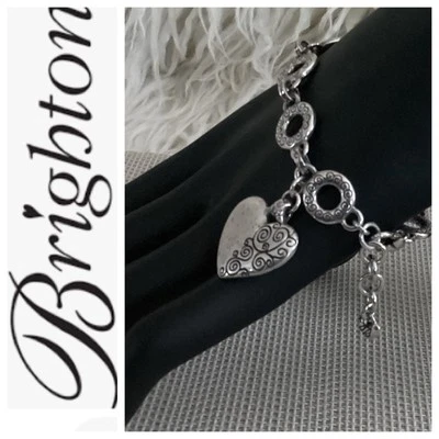 Pulsera o tobillera Brighton vintage enchapada en plata con dije de corazón Foto 1 de 4