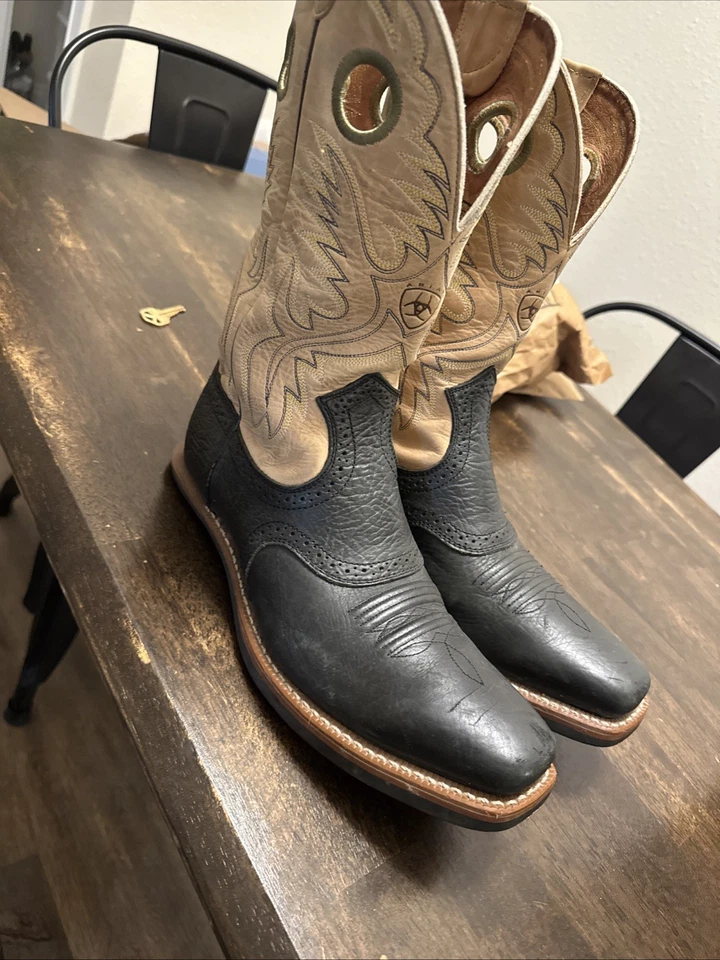 Botas para hombre Ariat punta cuadrada lápida negras talla 9,5D Foto 1 de 4