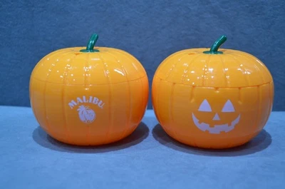2x Malibu Pumpkin Halloween Cup / Drinking Cocktail Plastic Glass Party New - Image 1 of 4