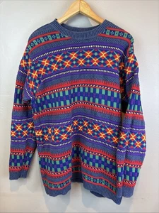 Vintage 90s Liz Wear Pattern Sweater M USA Made Pullover Dopamine Eclectic Colorful - Bild 1 von 10